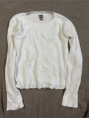 Lykke Wullf Women's White Waffle-Knit Long Sleeve Top